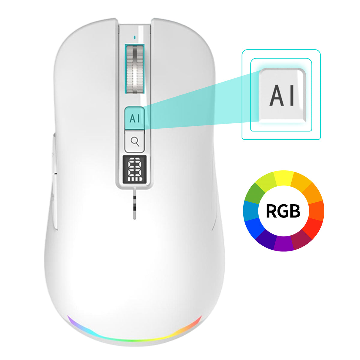 GAMINJA RGB AI Voice Mouse Wireless Smart Mouse with Voice Typing Translation and Search Control for Office Work