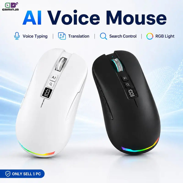 GAMINJA RGB AI Voice Mouse Wireless Smart Mouse with Voice Typing Translation and Search Control for Office Work