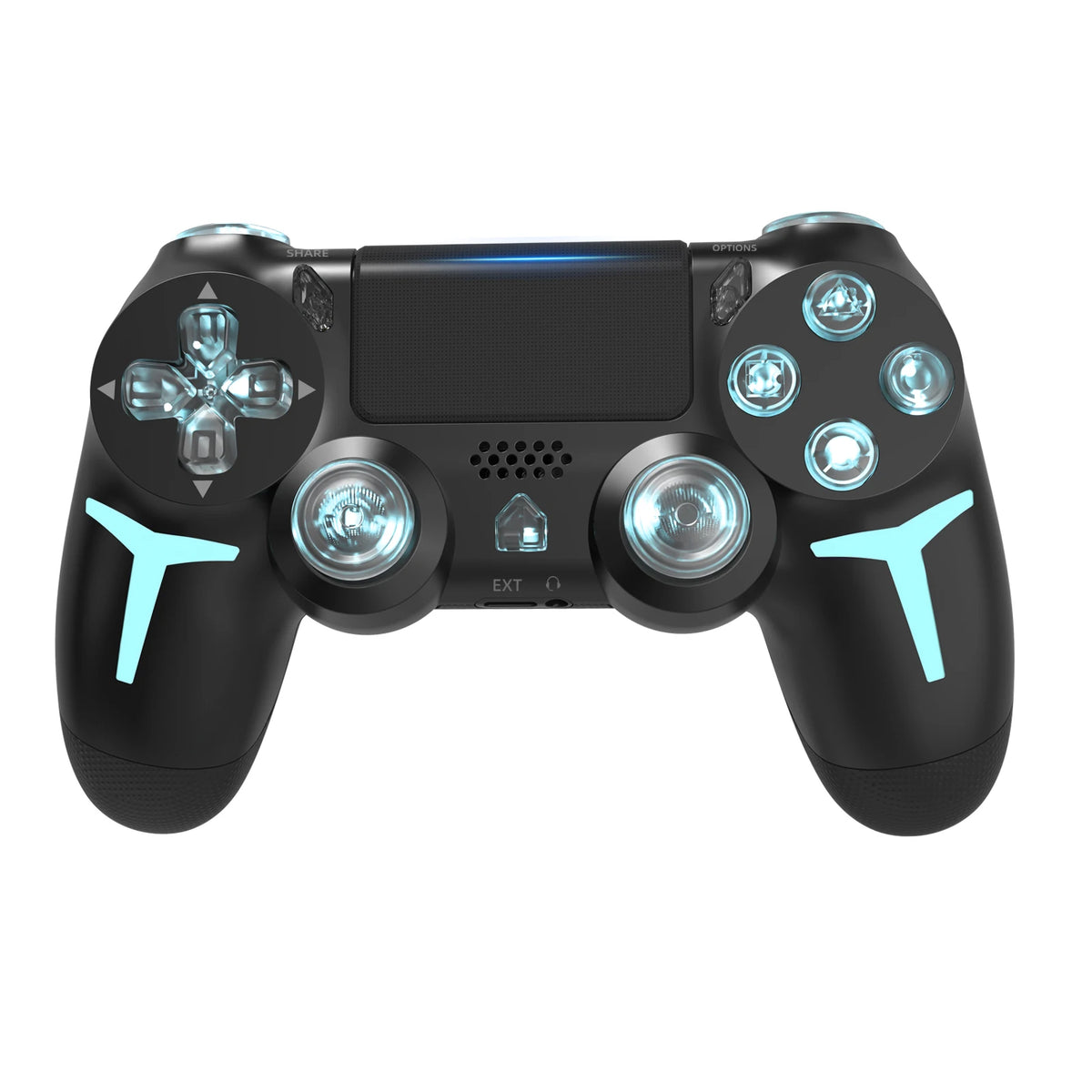 Mando de juego inalámbrico GAMINJA P412 para PS4 / PS3 / PC | Bluetooth, Iluminación RGB, Doble vibración