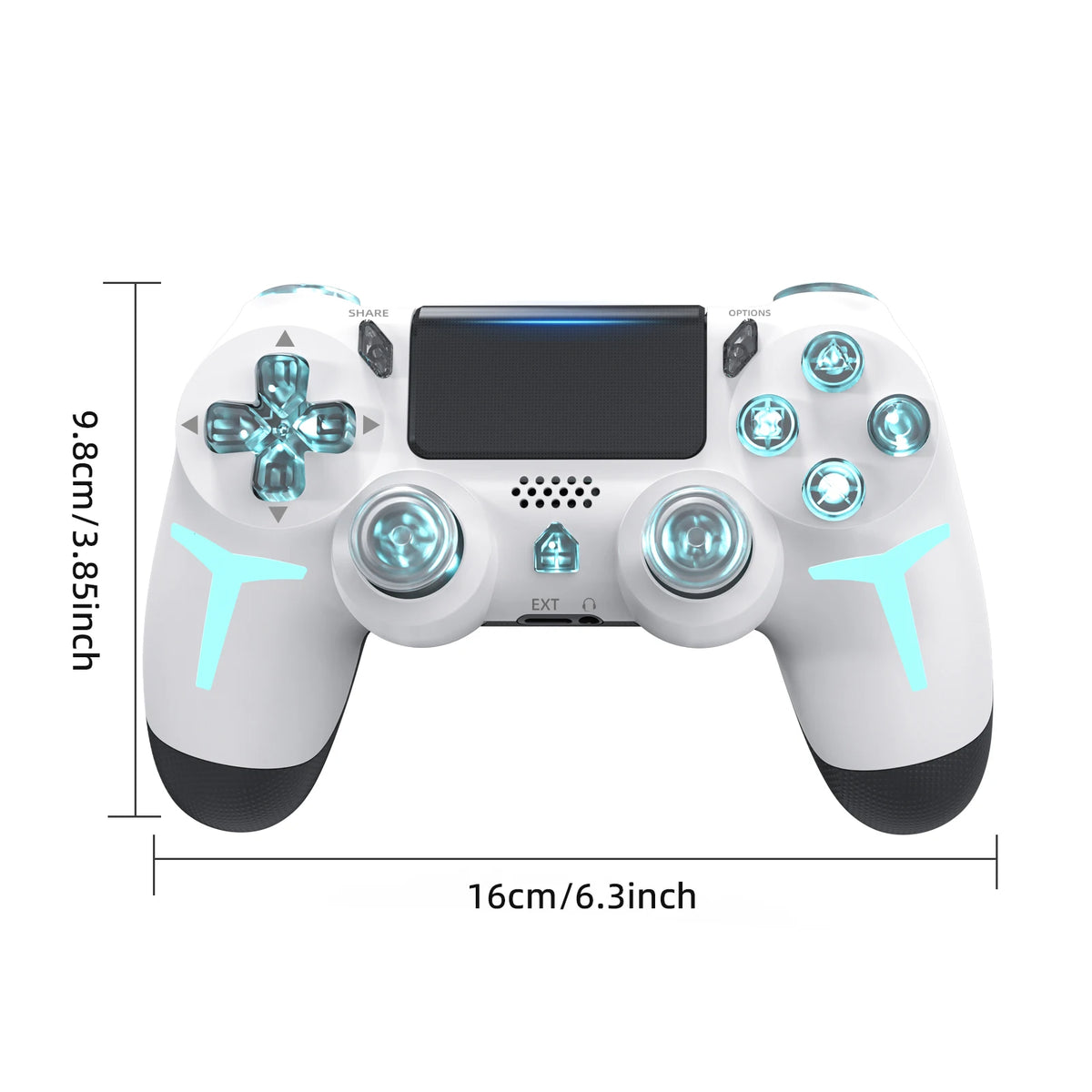 Mando de juego inalámbrico GAMINJA P412 para PS4 / PS3 / PC | Bluetooth, Iluminación RGB, Doble vibración