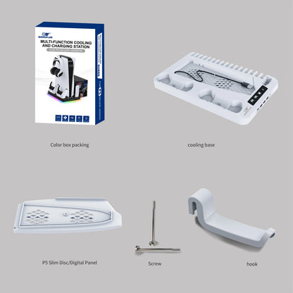 GAMINJA P58 RGB Cooling Stand For PS5 Slim Console Gamepad Charging Base