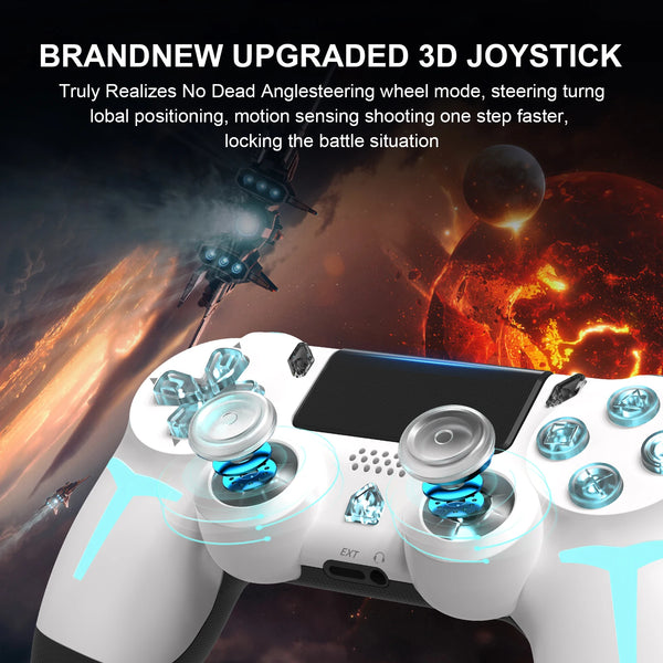 Mando de juego inalámbrico GAMINJA P412 para PS4 / PS3 / PC | Bluetooth, Iluminación RGB, Doble vibración