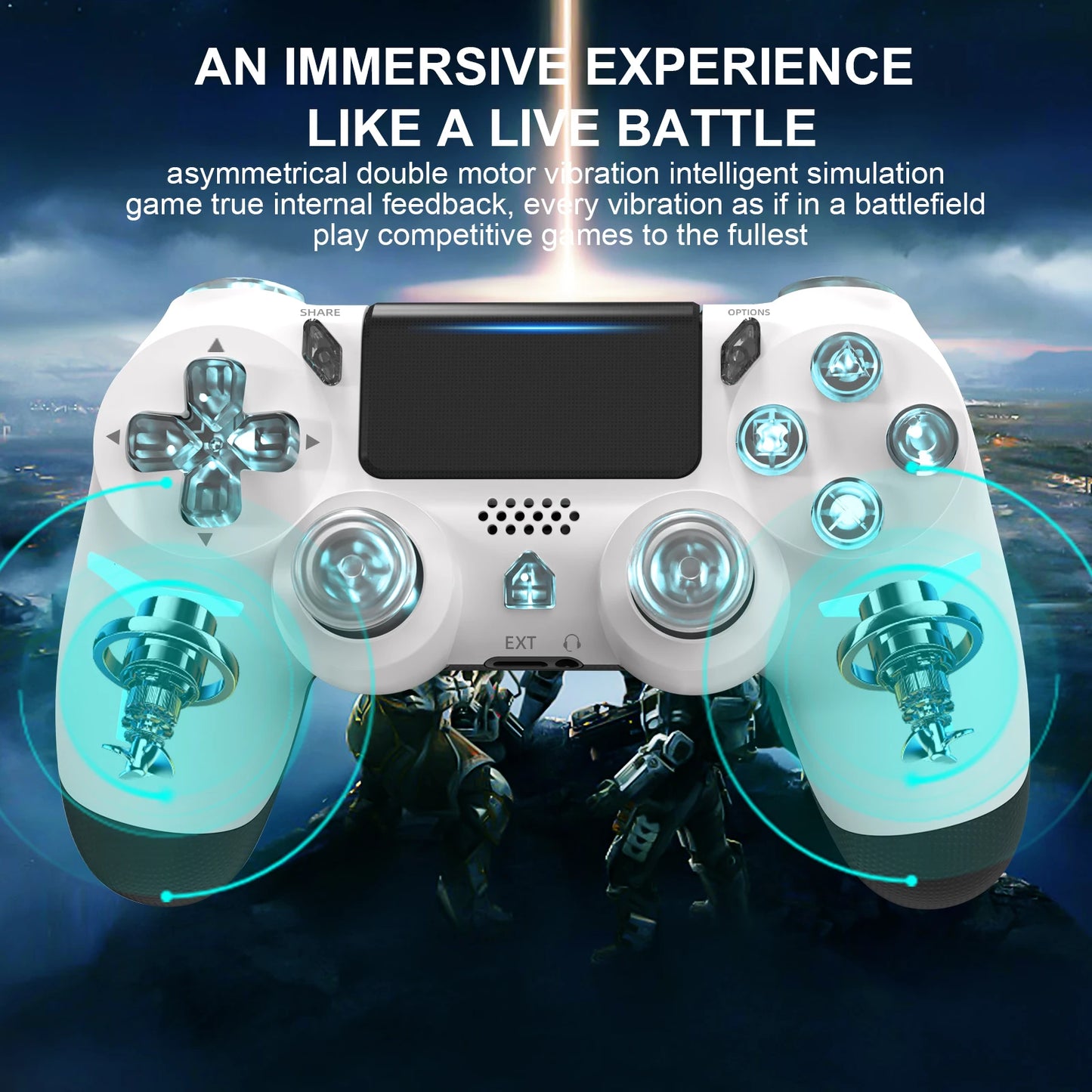GAMINJA P412 LED Wireless Game Controller For PS4 PS3 Console Computer PC