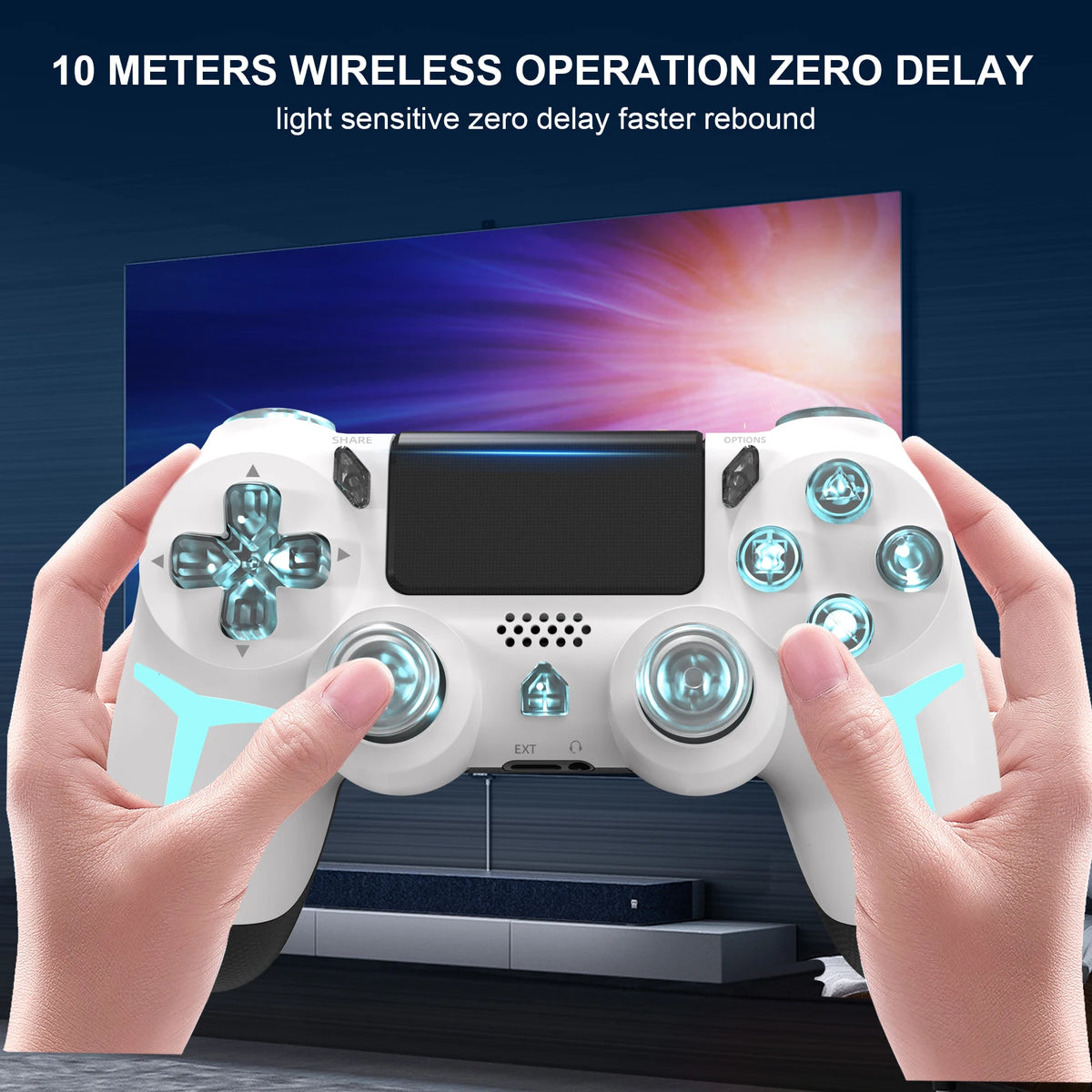 Mando de juego inalámbrico GAMINJA P412 para PS4 / PS3 / PC | Bluetooth, Iluminación RGB, Doble vibración