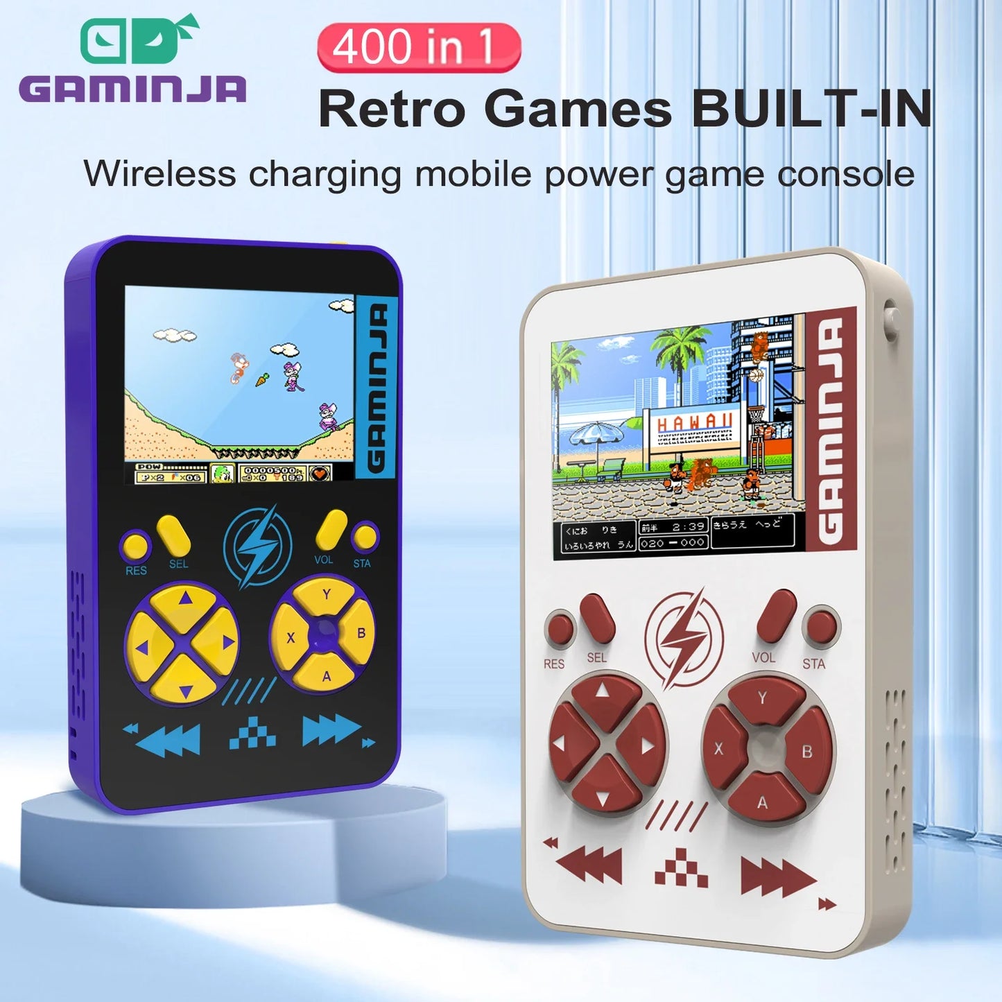 GAMINJA PB05 Mini Handheld Game Console Built-in 400 Games 5000mAh Battery