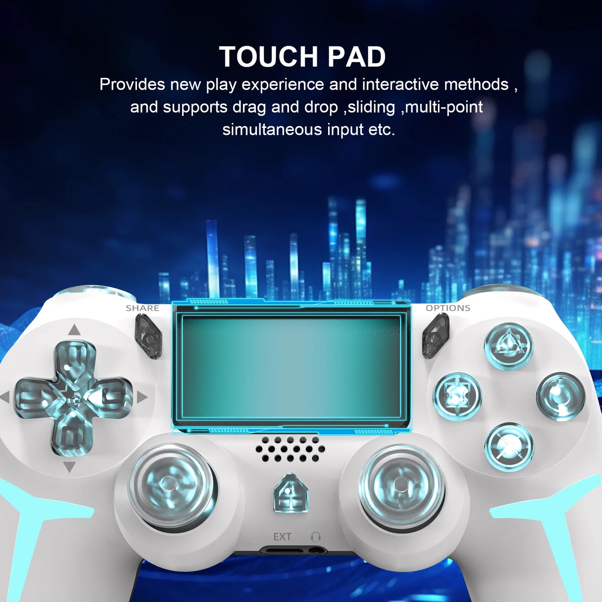 Mando de juego inalámbrico GAMINJA P412 para PS4 / PS3 / PC | Bluetooth, Iluminación RGB, Doble vibración