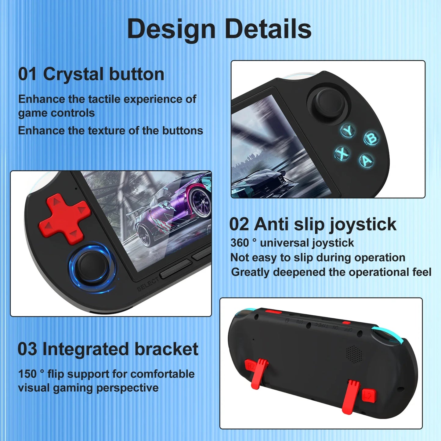 GAMINJA ANS16 Handheld Game 4.5 Inch IPS Screen RGB Lighting