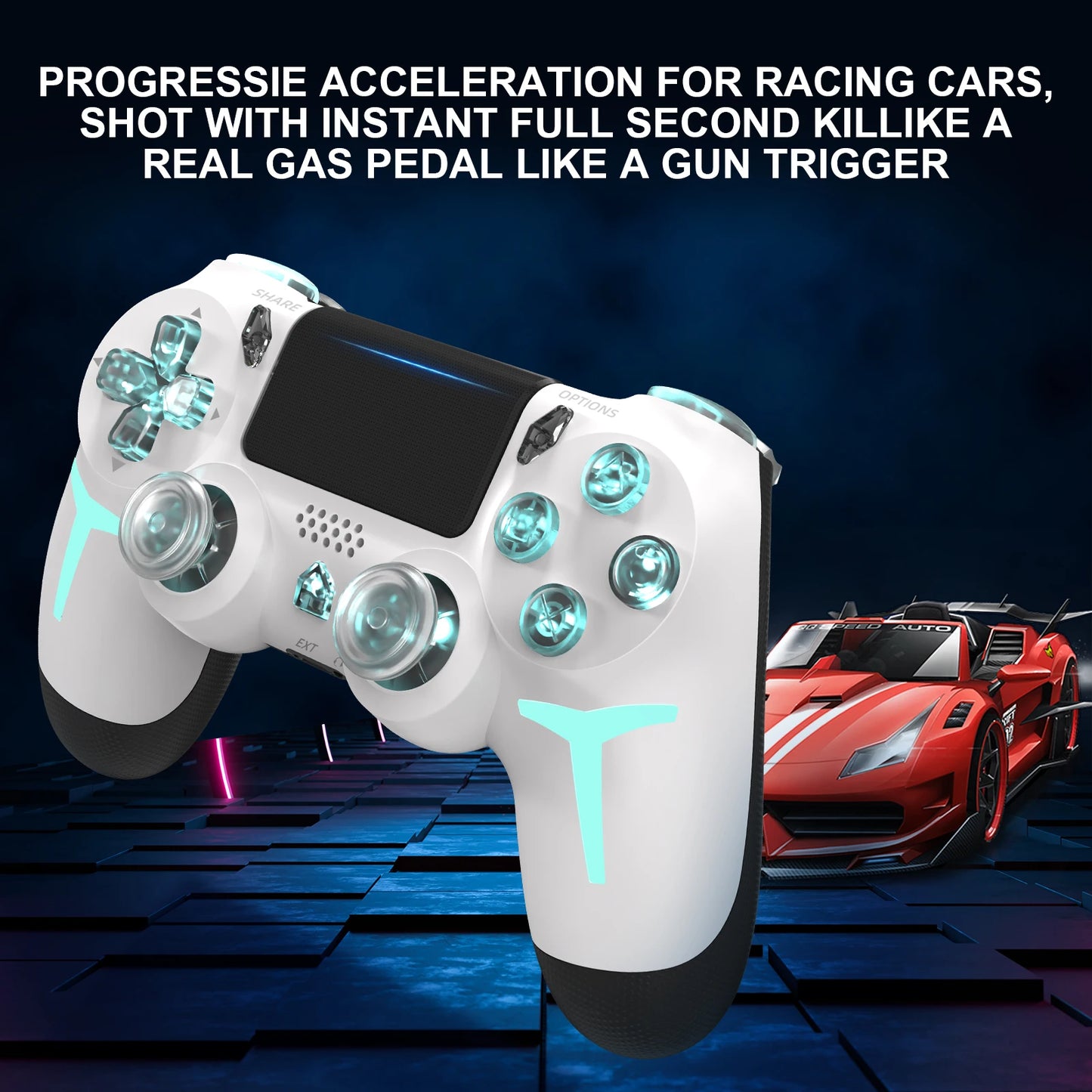 GAMINJA P412 LED Wireless Game Controller For PS4 PS3 Console Computer PC