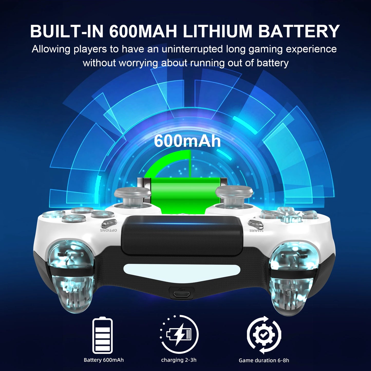 GAMINJA P412 LED Wireless Game Controller For PS4 PS3 Console Computer PC