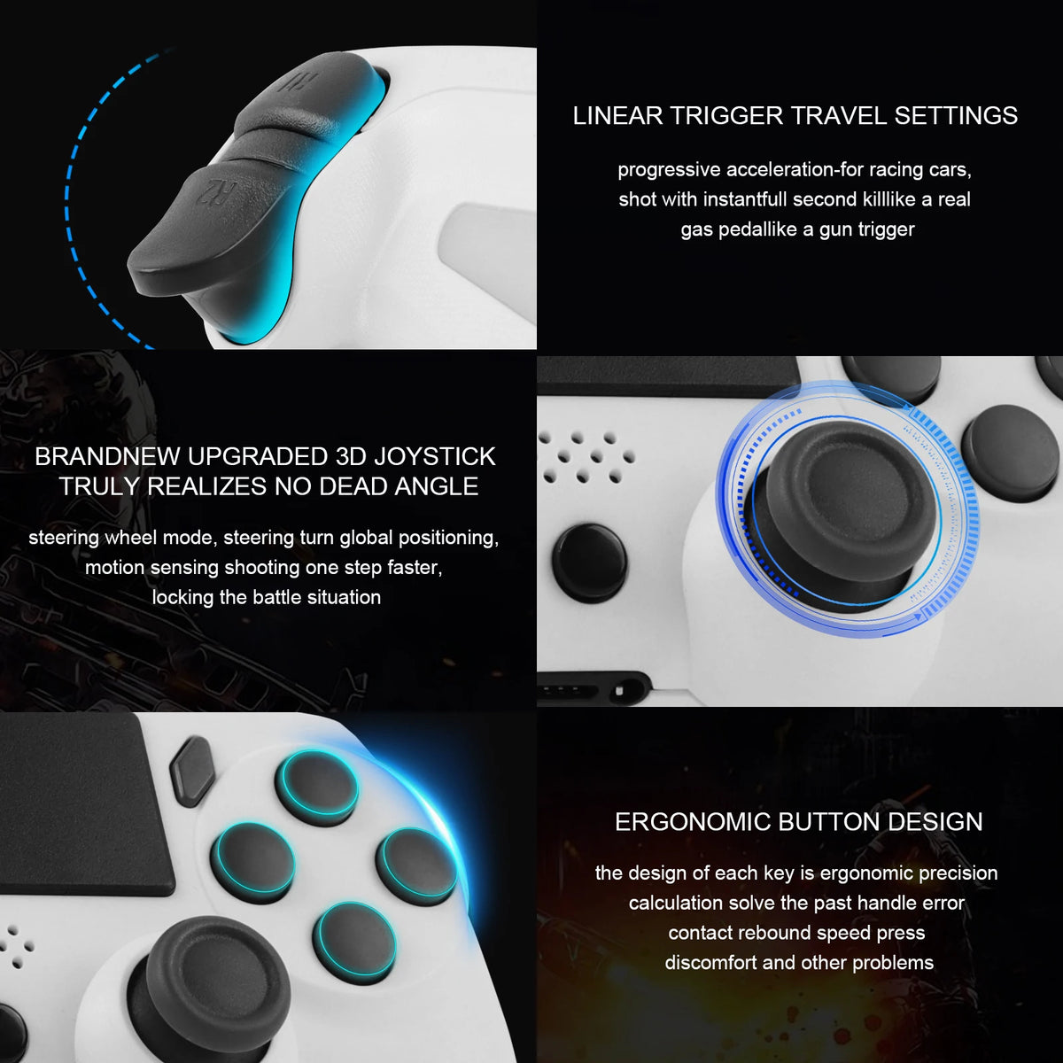 GAMINJA P47 Gamepad inalámbrico con giroscopio de 6 ejes y joystick para PC