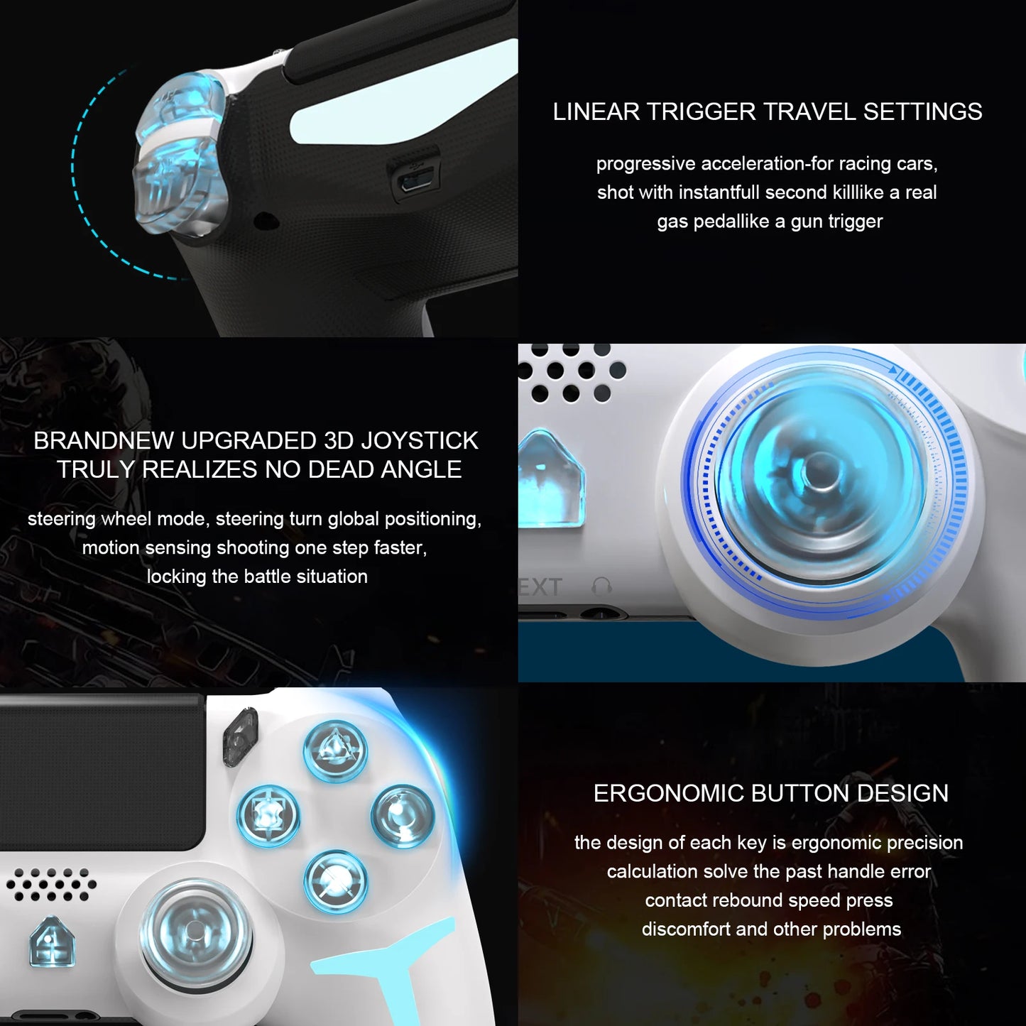 GAMINJA P412 LED Wireless Game Controller For PS4 PS3 Console Computer PC