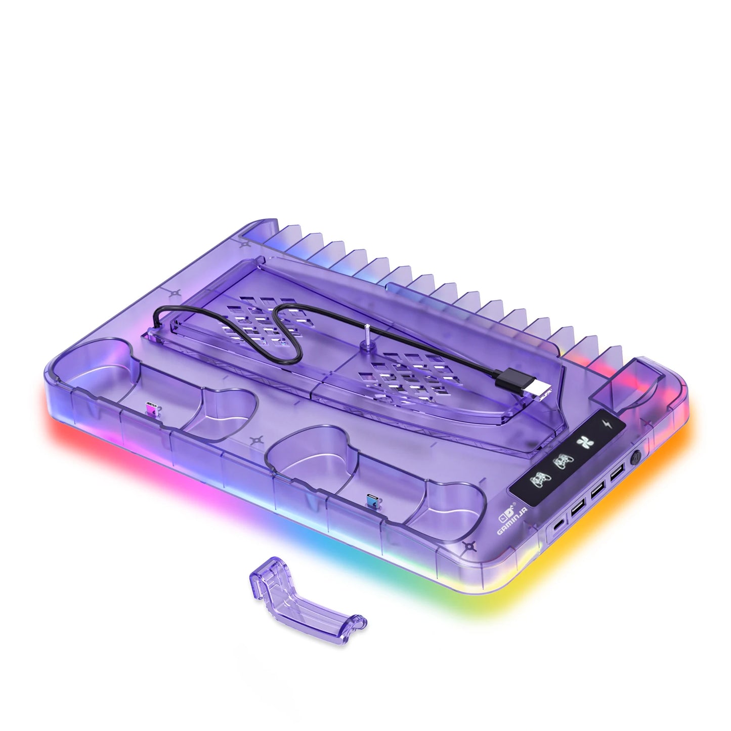 GAMINJA P58 RGB Cooling Stand For PS5 Slim Console Gamepad Charging Base