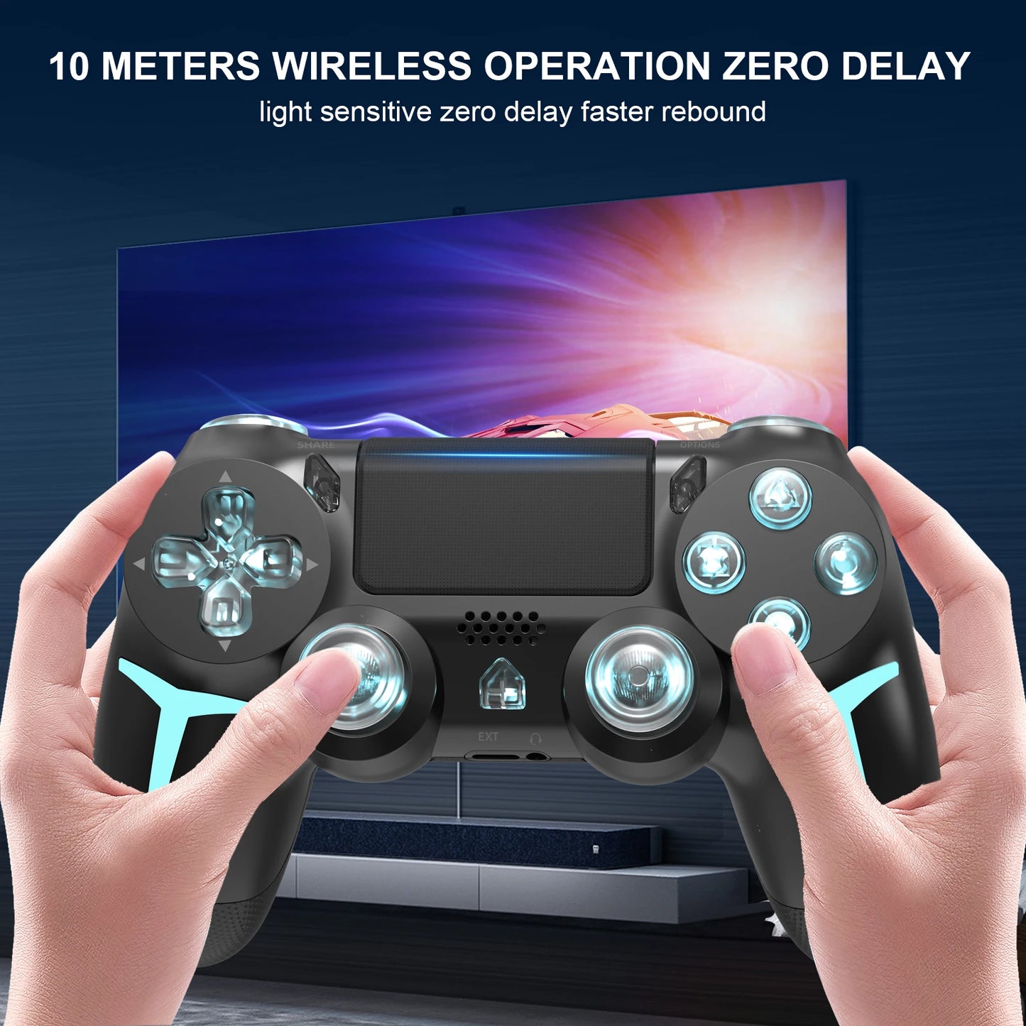 GAMINJA P412 LED Wireless Game Controller For PS4 PS3 Console Computer PC